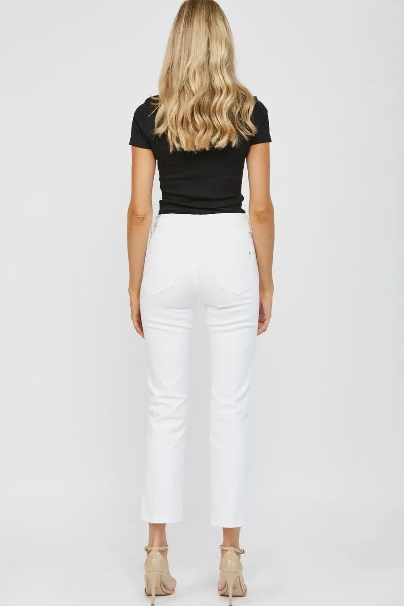 Mica White Mid-Rise Straight Leg Jean- 28" Inseam