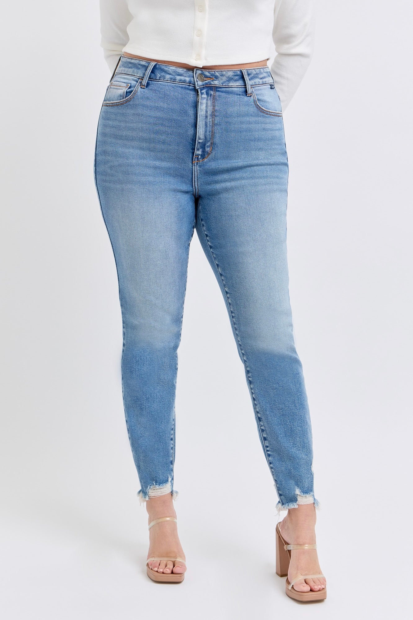 Cello Plus High Rise Ankle Skinny with Frayed Hem