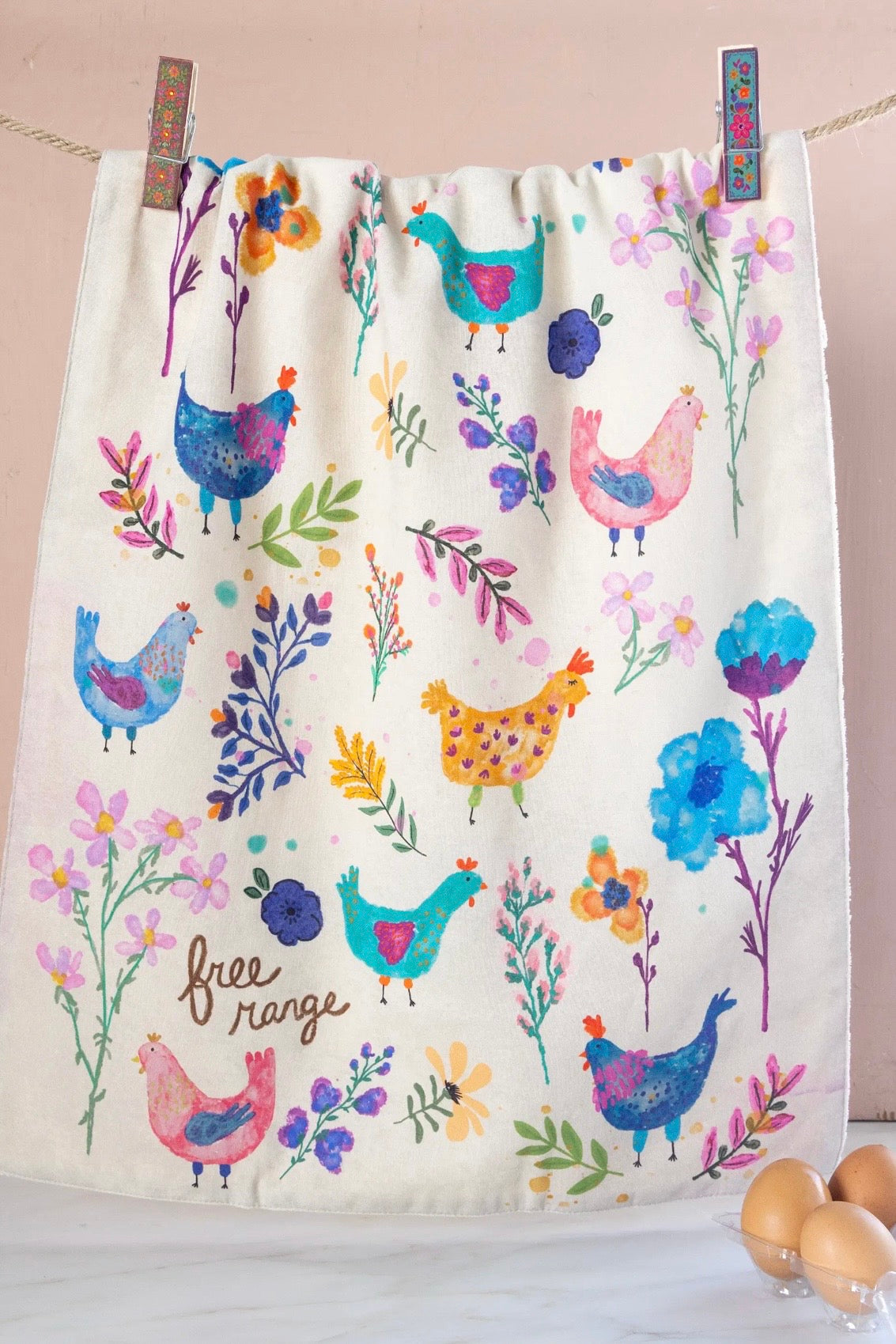 Natural Life Cotton Dish Towel-Chickens