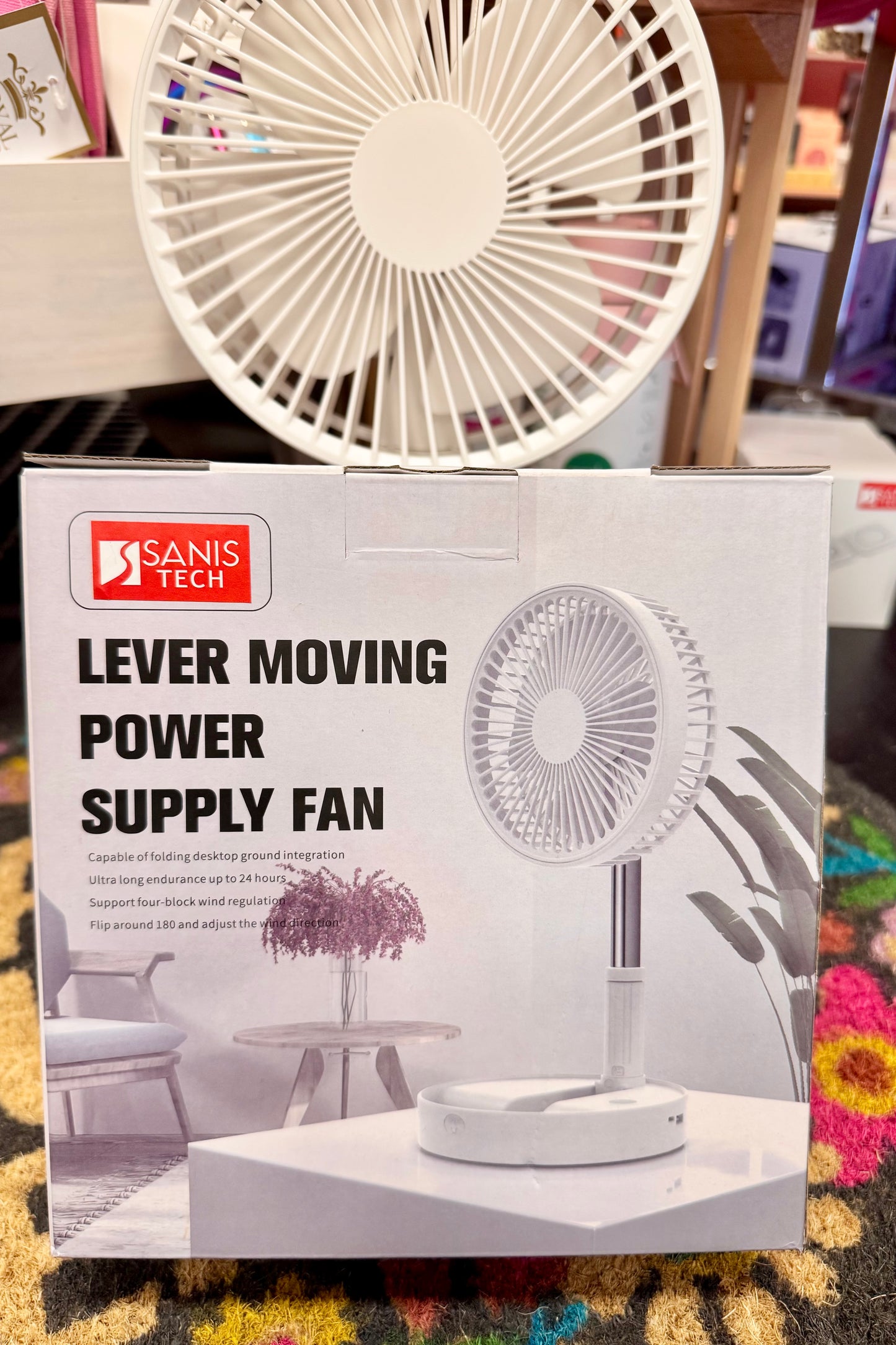 Sanis Rechargeable Telescoping Flip Fan