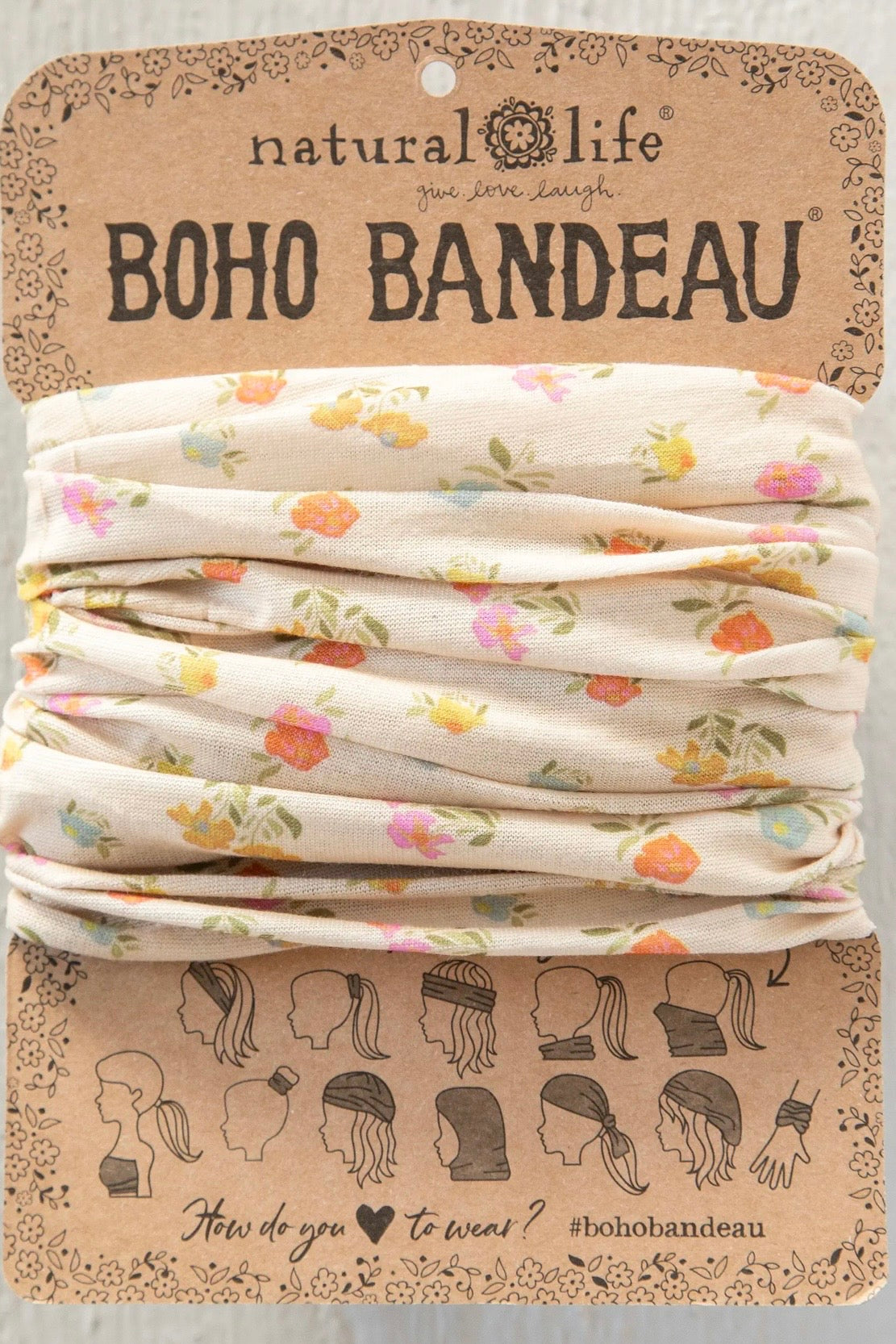 Natural Life Boho Bandeau Headband in Ditsy Floral Cream
