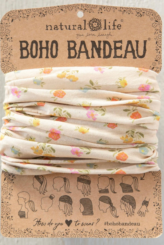 Natural Life Boho Bandeau Headband in Ditsy Floral Cream
