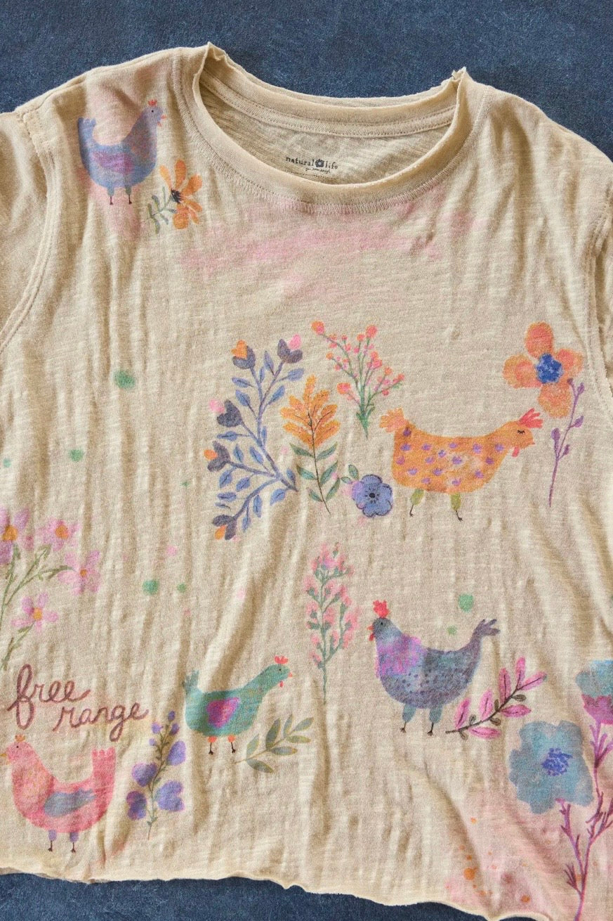 Natural Life Aiden Cotton Tee Shirt- Free Range Chickens