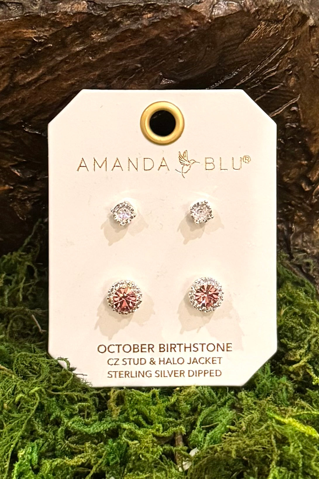 Birthstone Earrings with CZ Halo Jacket (Choose your Birth Month)
