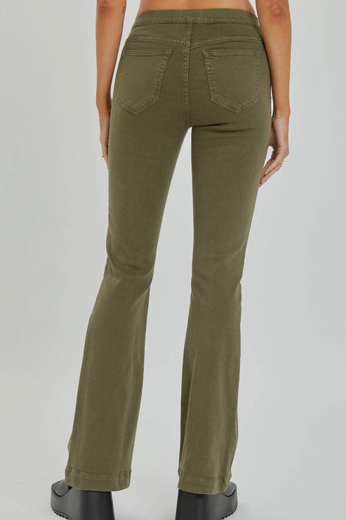 Cello Ultra Stretchy Military Green Pull On Flare Denim Jegging ...