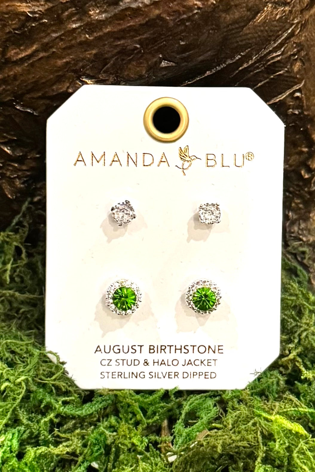 Birthstone Earrings with CZ Halo Jacket (Choose your Birth Month)