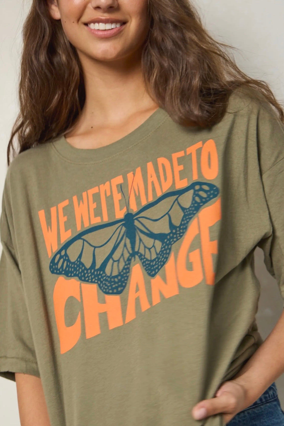 Natural Life Remi Distressed Cotton Tee Shirt- Made to Change