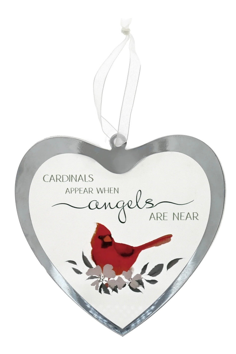 Cardinals Appear Mirrored Glass Ornament