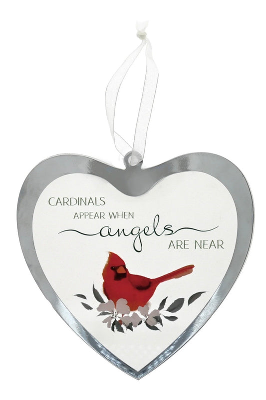 Cardinals Appear Mirrored Glass Ornament