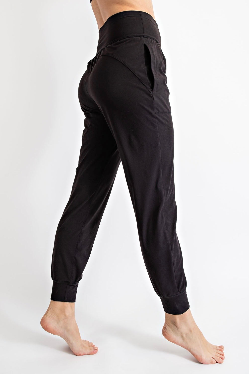 Black Butter Soft High Waist Jogger Pants with Pockets