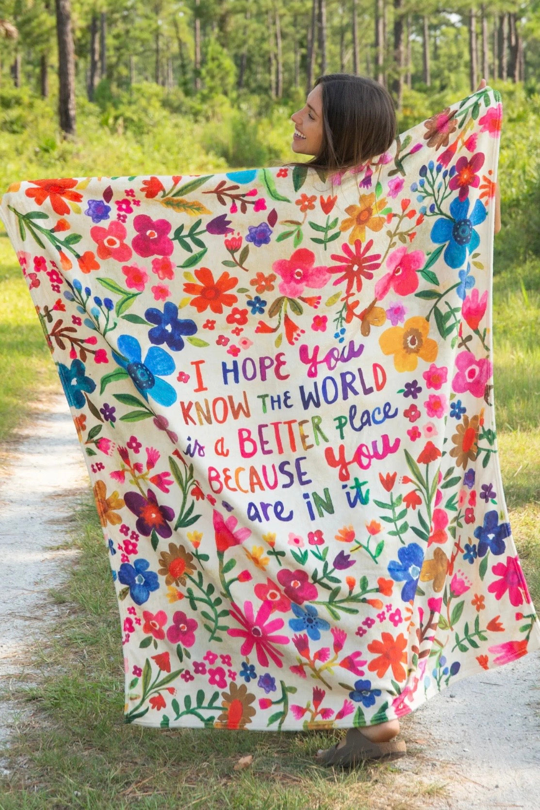 Natural Life Double Sided Cozy Throw Blanket- World Better