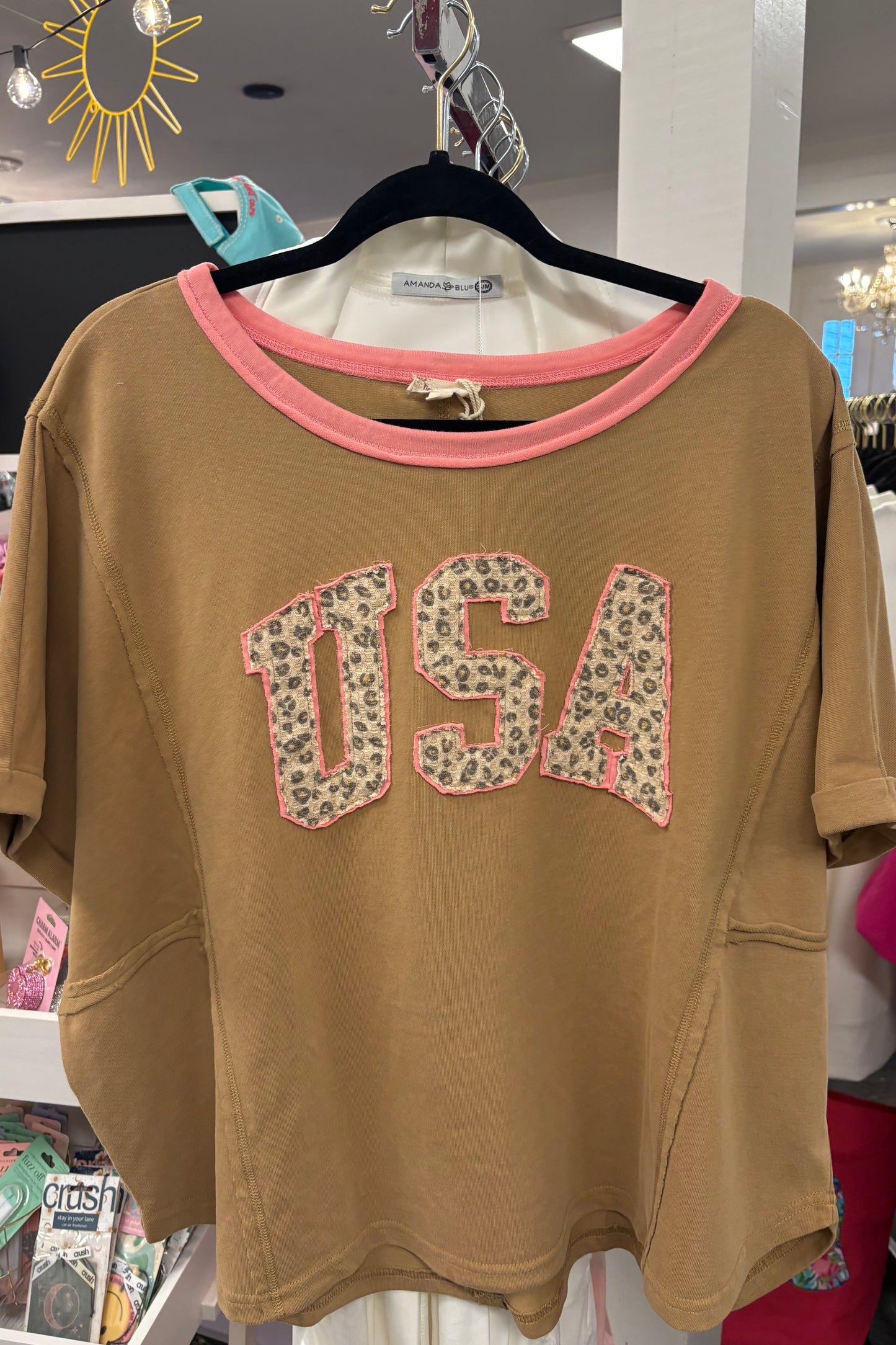 USA Animal Print Patch Top