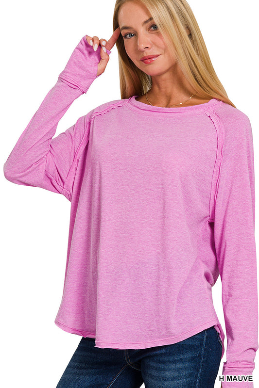 Mauve Raglan Long Sleeve Thumbhole Top