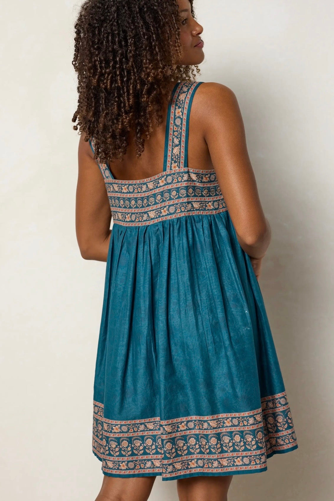 Natural Life Tricia Reversible Mini Dress- Golden Feather Fronds