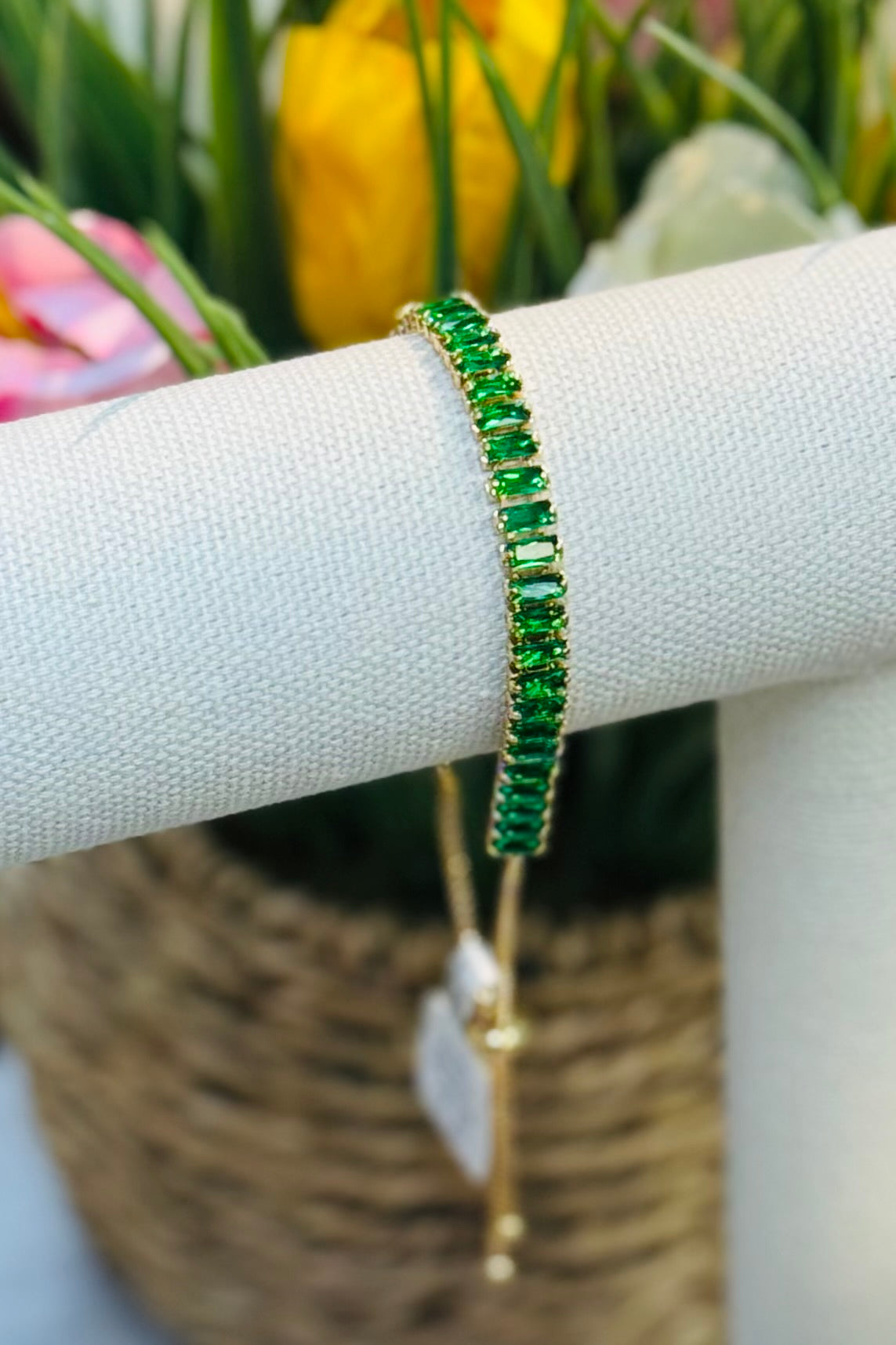 Birthstone Tennis Bracelet May Emerald Green