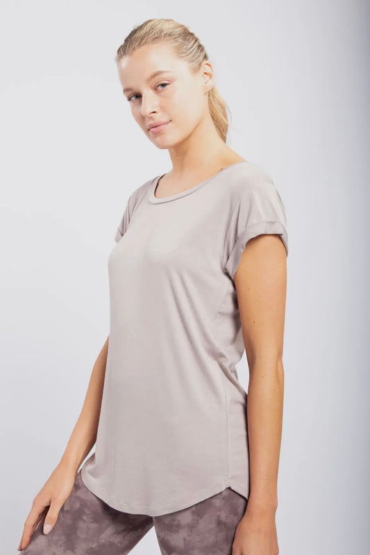 SALE! $15 Taupe Essential Butter Soft Cap Sleeve Tee- reg. $24.99