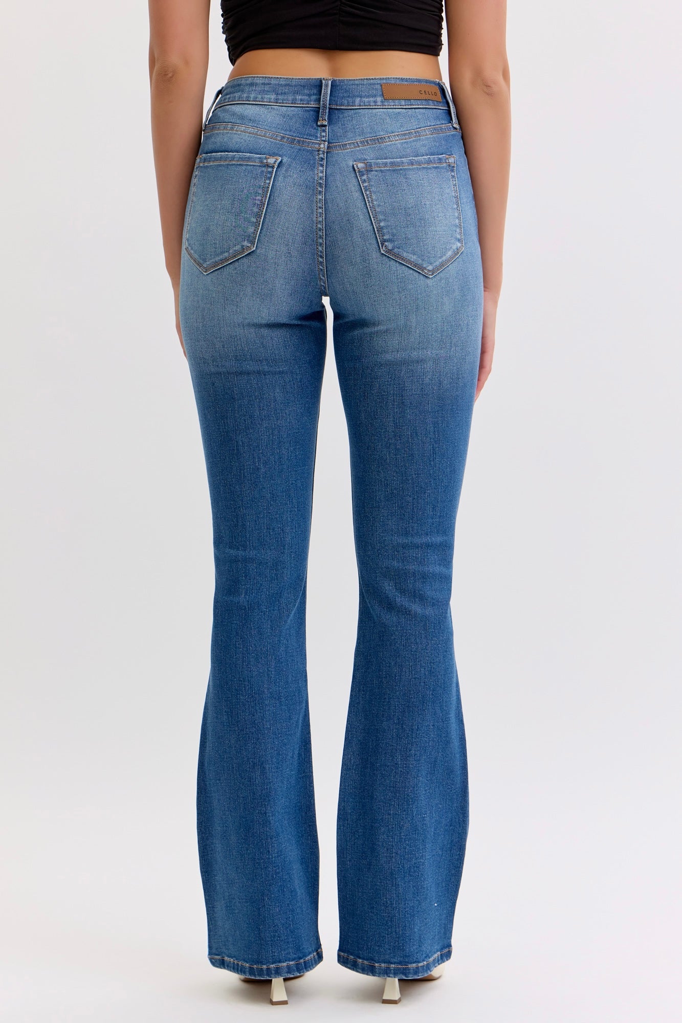 Cello Mid Rise Bootcut Medium Dark Wash Jeans