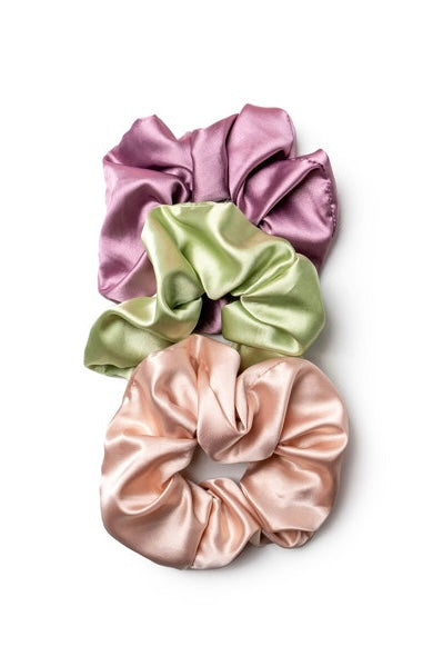 Lemon Lavender Mane Squeeze Silky Satin Scrunchie Set