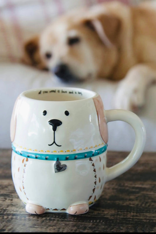 Natural Life Folk Art Coffee Mug- Lucky the Dog