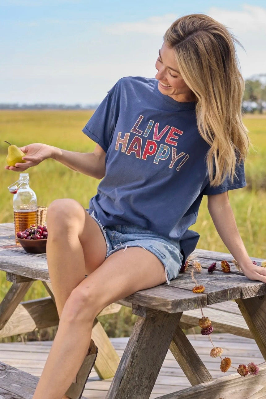 Natural Life Live Happy Appliqué Tee