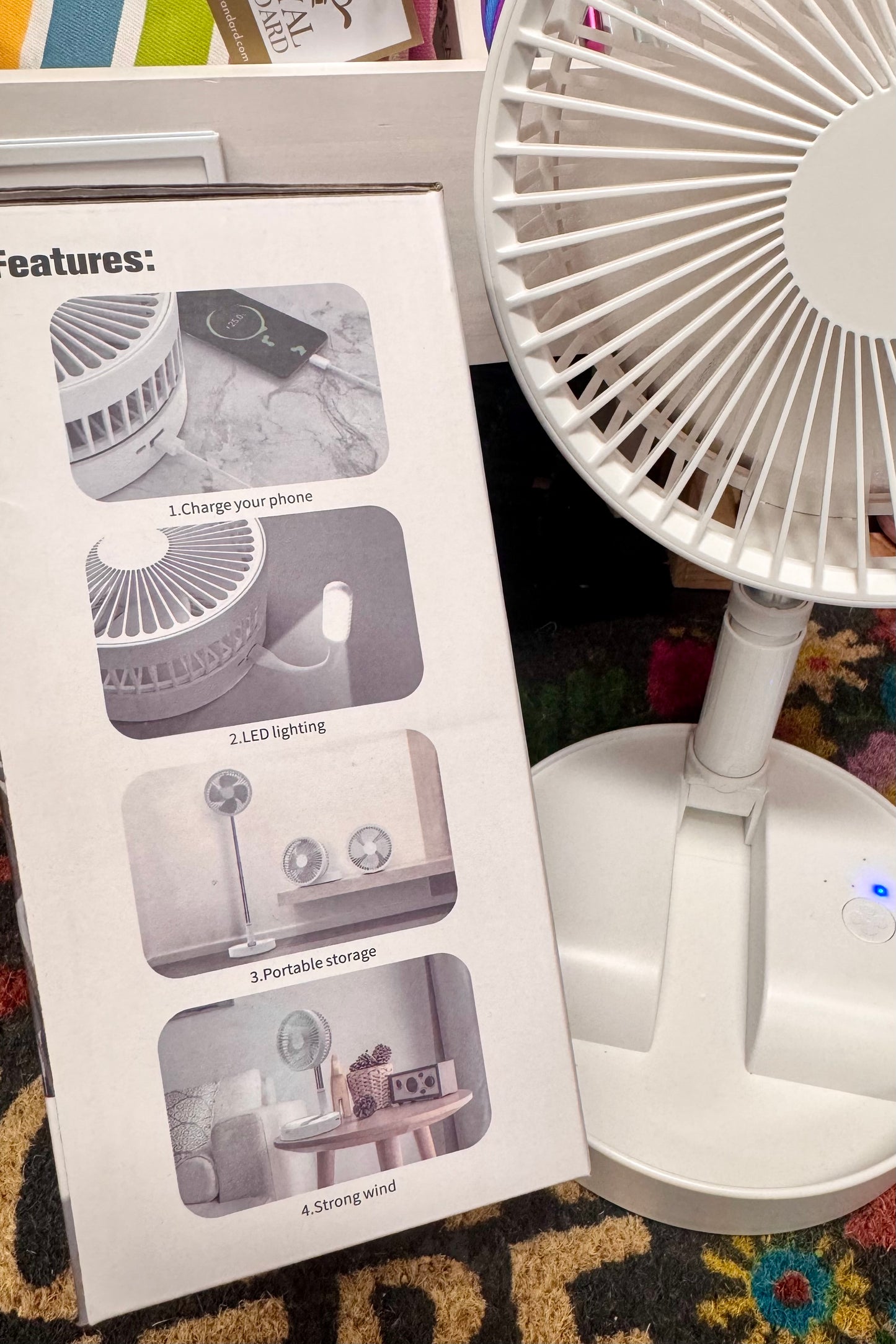 Sanis Rechargeable Telescoping Flip Fan