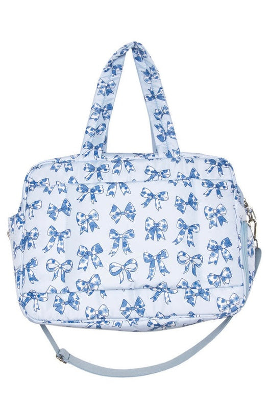 Katydid Blue Chinoserie Coquette Bows Weekender Bag