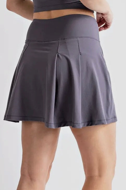 Titanium Butter Soft High Waist Skater Skort (Built in Shorts with Pockets)