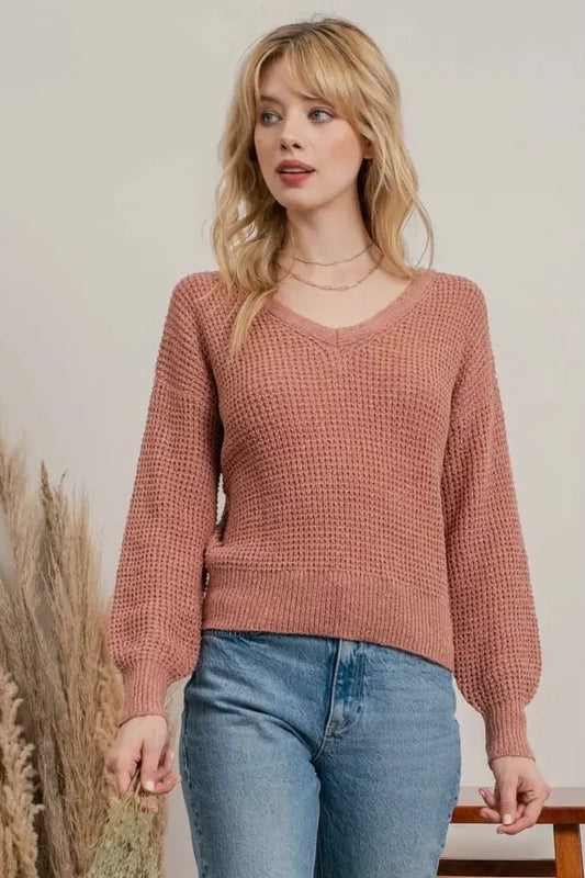 $10 SALE! Sienna Mauve Pink Open Criss Cross Back Knit Sweater