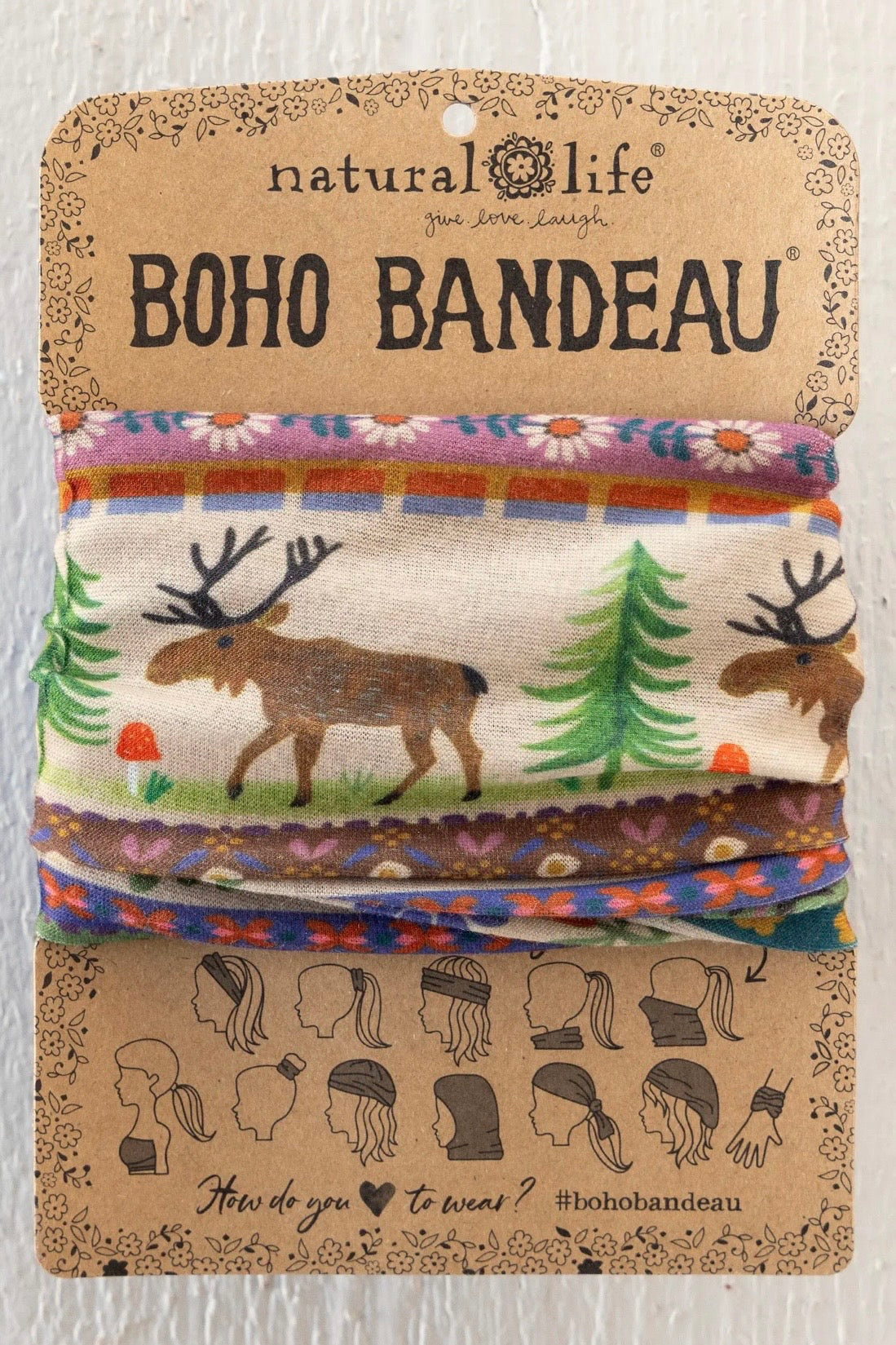 Natural Life Boho Bandeau Headband in Moose Border
