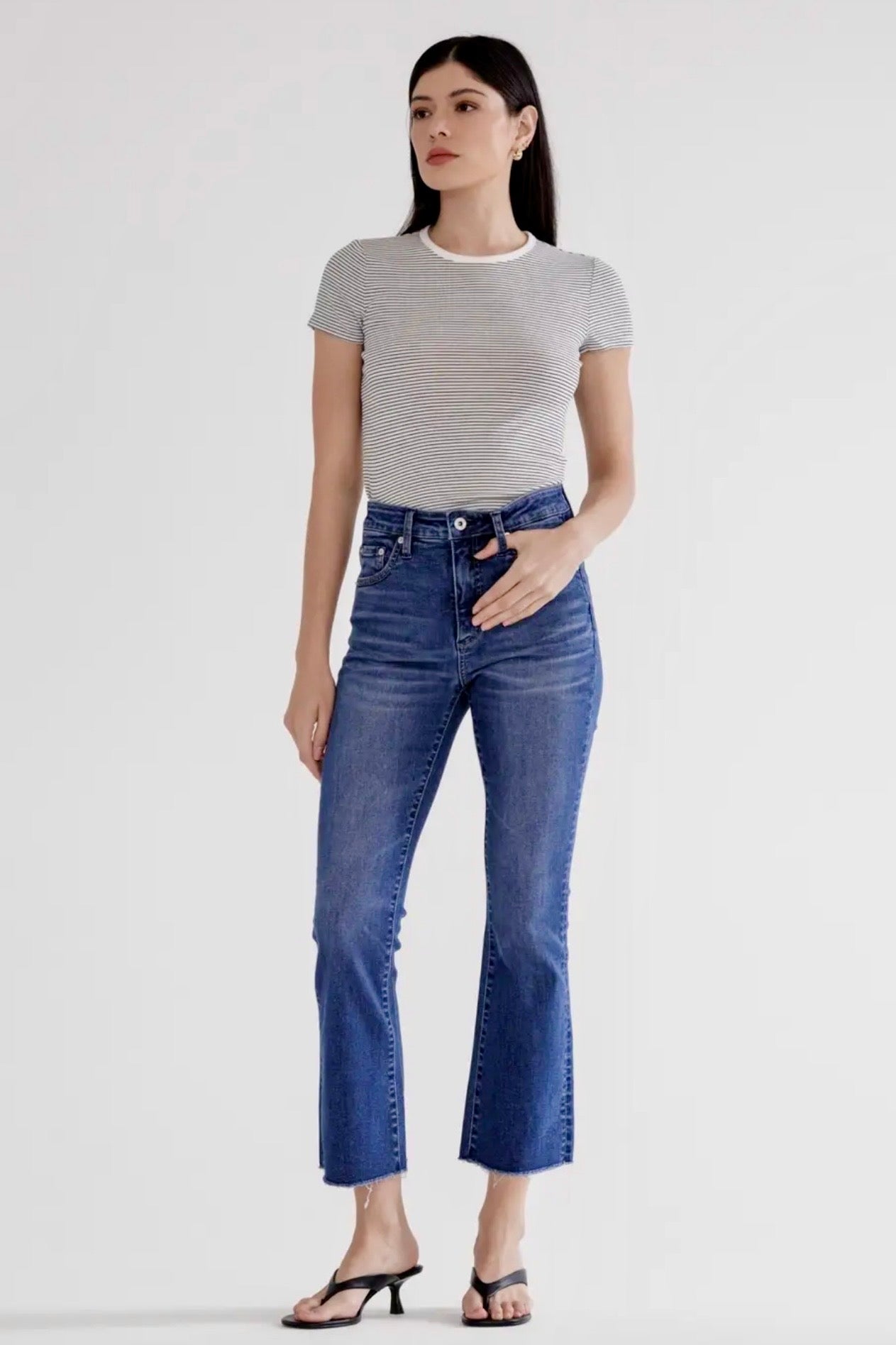 Mica Denim High-Rise Crop Bootcut Tummy Tuck Jean- 27" Inseam