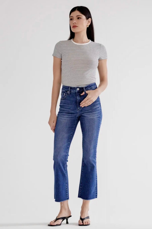 Mica Denim High-Rise Crop Bootcut Tummy Tuck Jean- 27" Inseam
