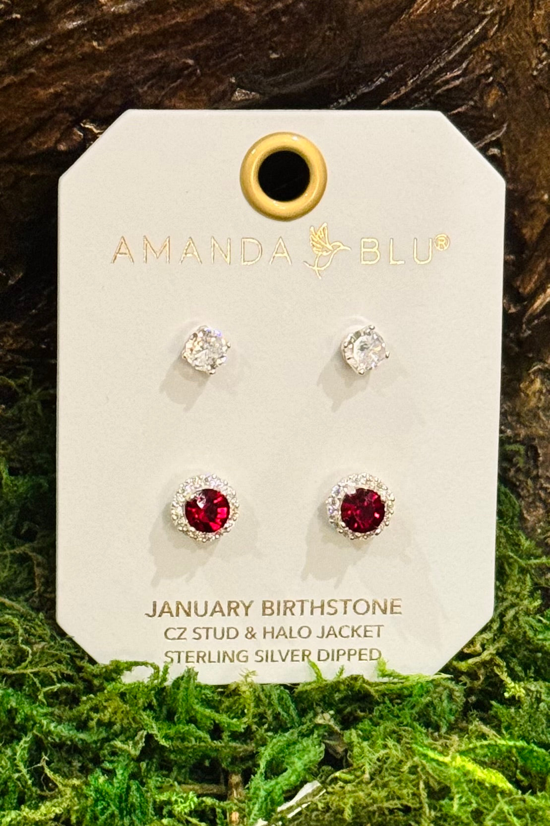 Birthstone Earrings with CZ Halo Jacket (Choose your Birth Month)