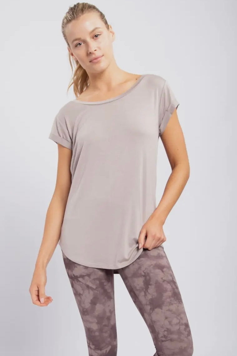 Taupe Essential Butter Soft Cap Sleeve Tee