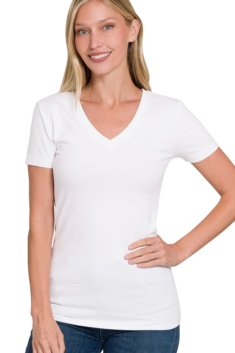 Essential White V Neck Tee