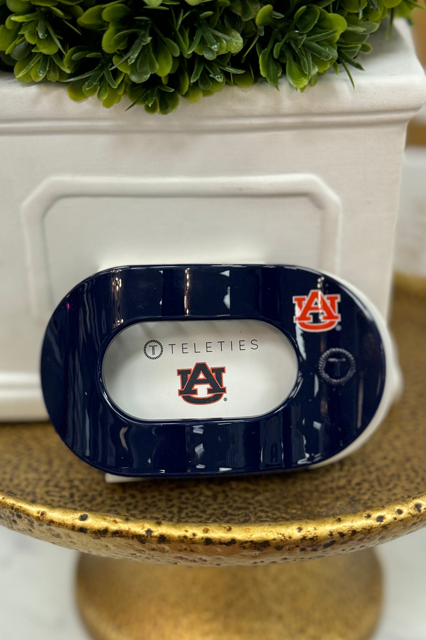 Teleties Auburn University Flat Round Hair Clip- Medium