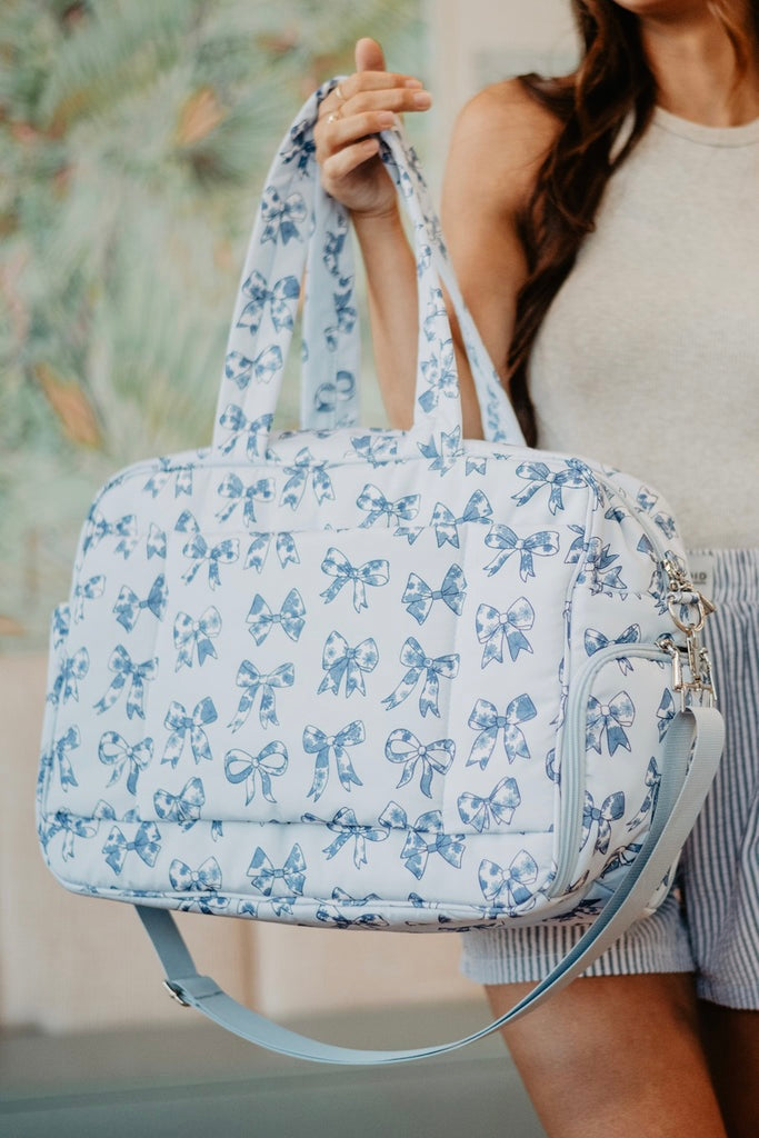 Katydid Blue Chinoserie Coquette Bows Weekender Bag