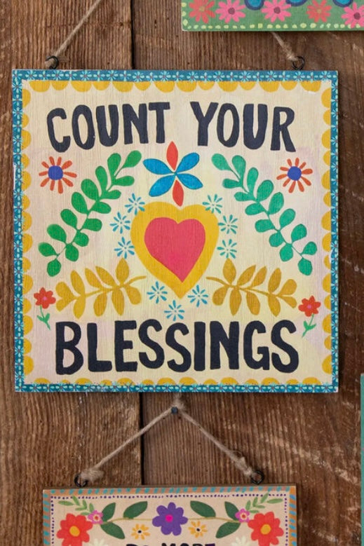 Natural Life Wooden Porch Sign Count Your Blessings