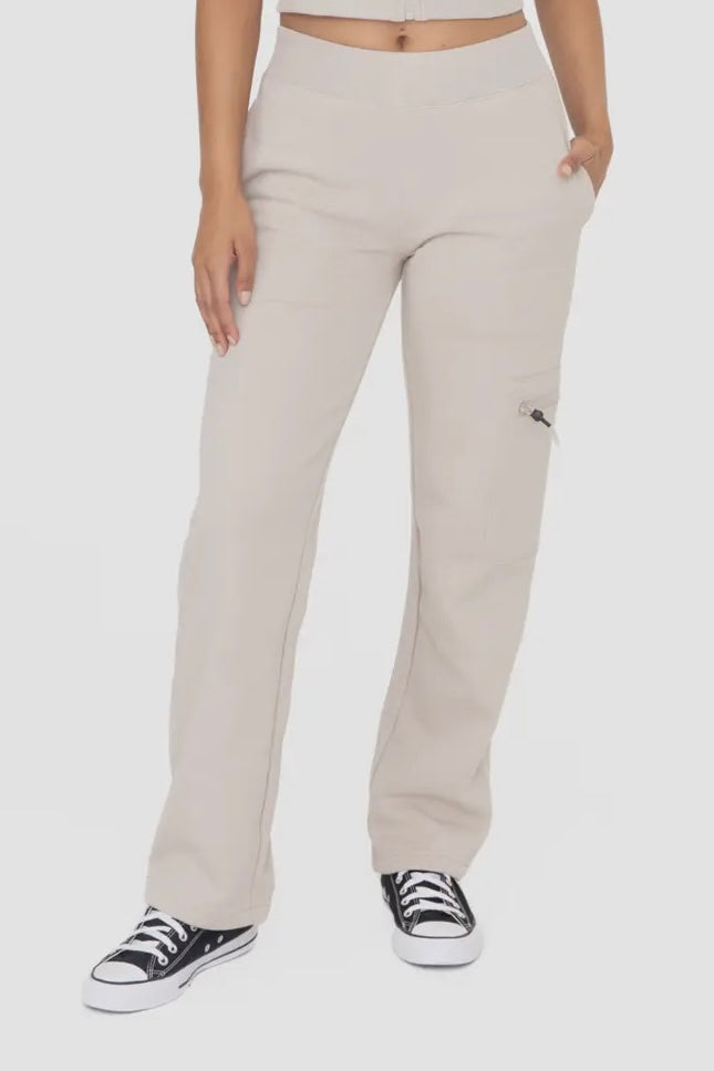 $20 SALE!  Taupe Brushed Fleece High Waist Cargo Pants reg. $42.99