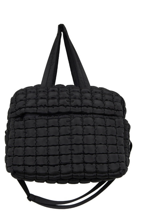 Katydid Black Quilted Duffel Weekender Bag