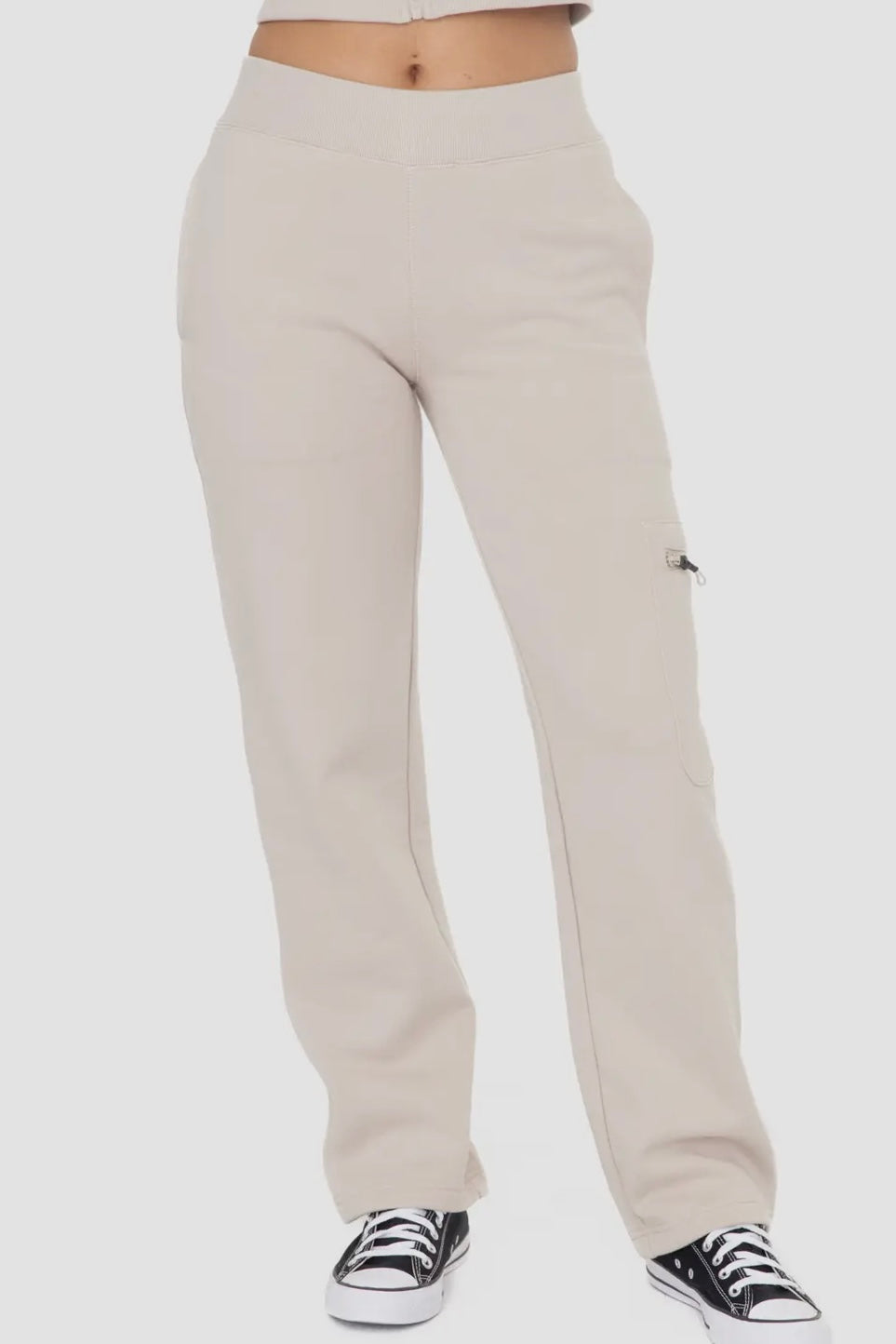 $20 SALE!  Taupe Brushed Fleece High Waist Cargo Pants reg. $42.99