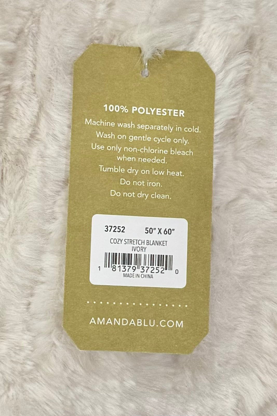 Amanda Blu Ivory Gathered Cozy Stretch Throw Blanket