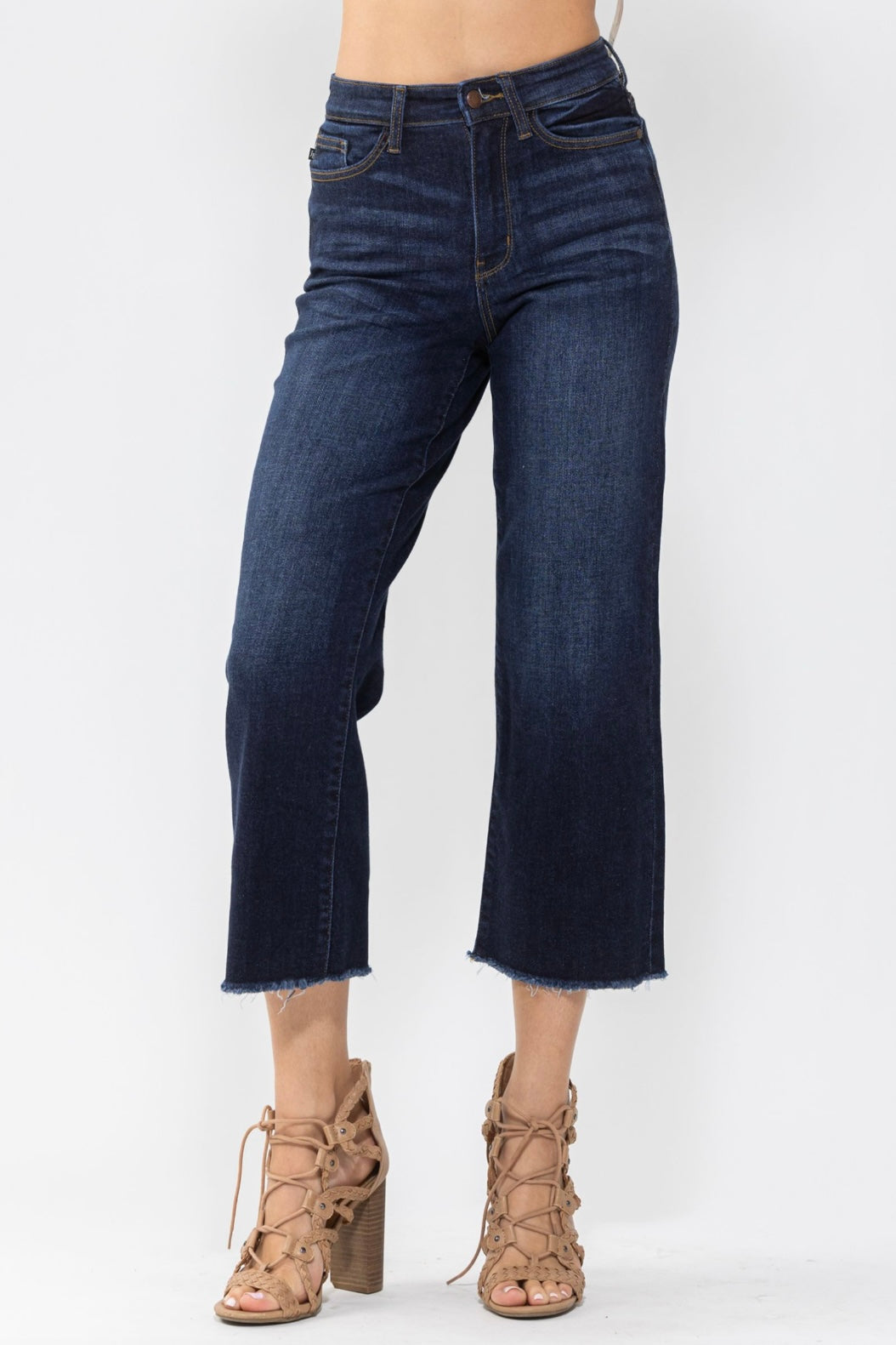 Judy Blue High Waisted Cropped Wide Leg Dark Denim Jean 82517REG