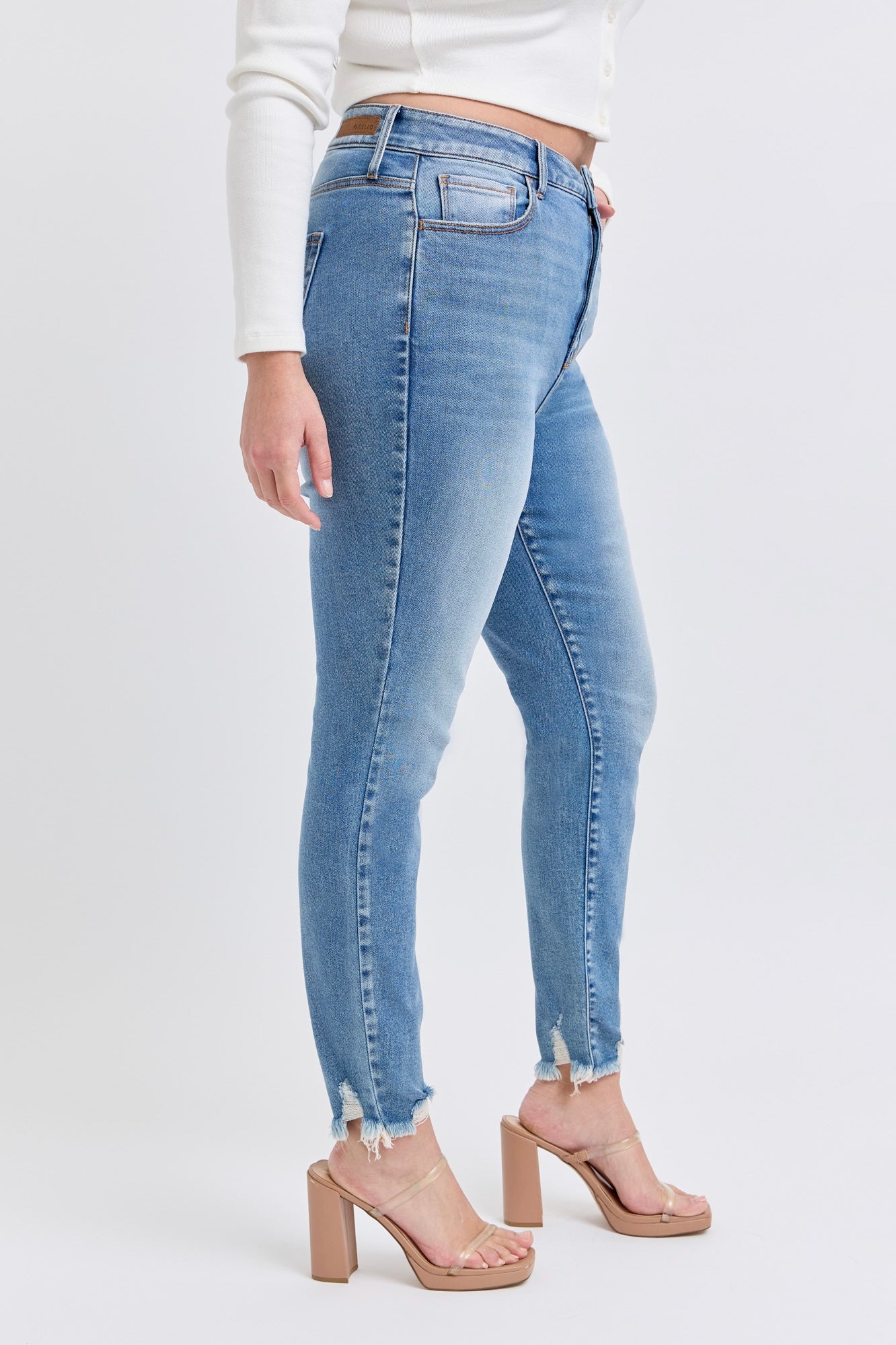 Cello Plus High Rise Ankle Skinny with Frayed Hem