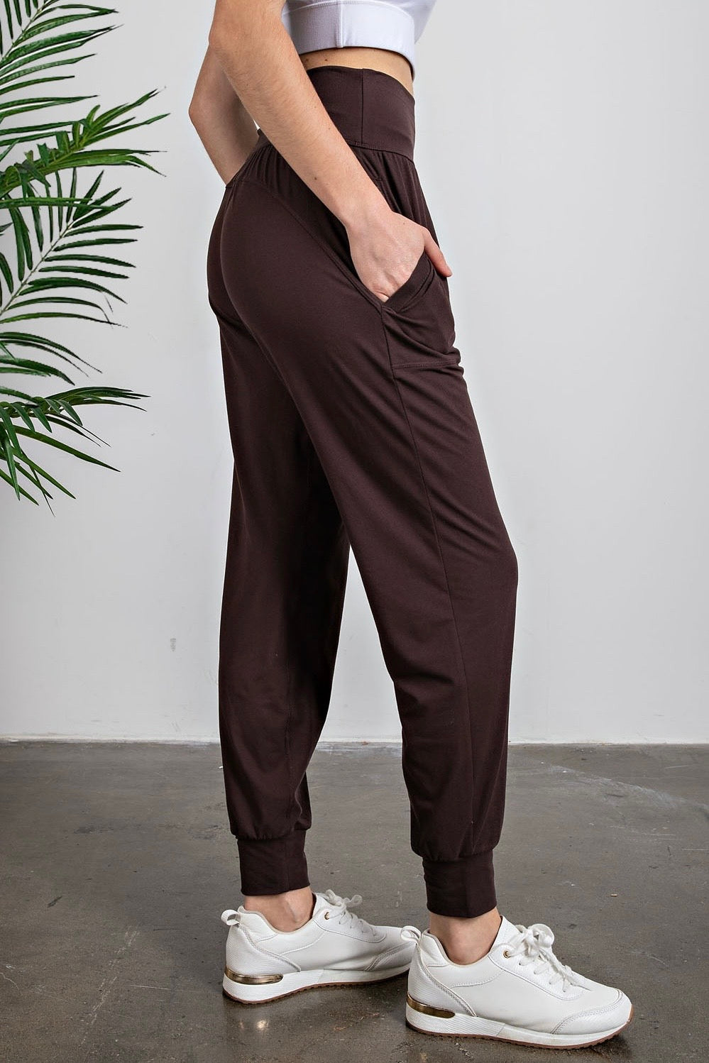 Espresso Brown Butter Soft High Waist Jogger Pants with Pockets