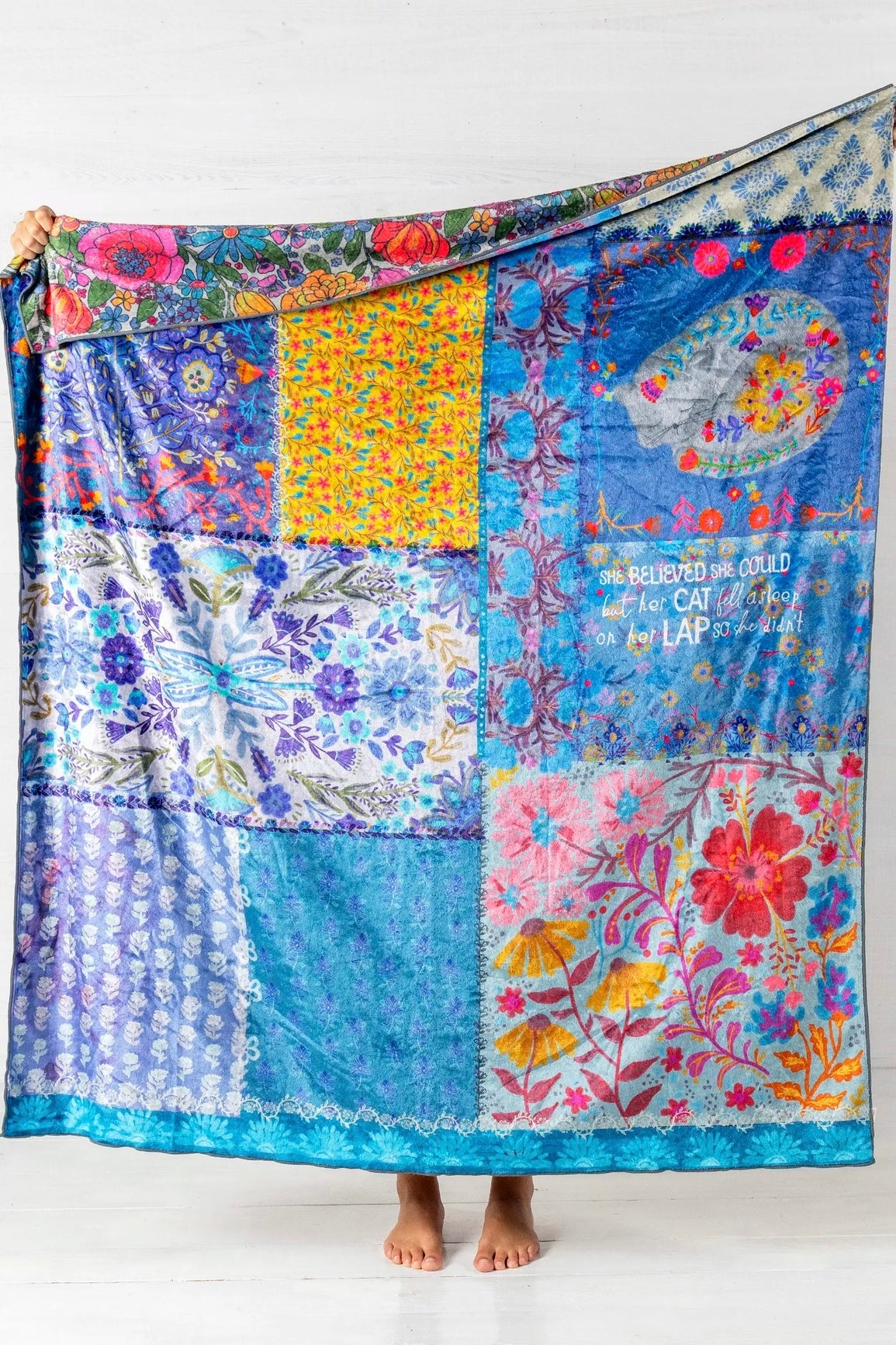 Natural Life Double Sided Cozy Throw Blanket- Cat