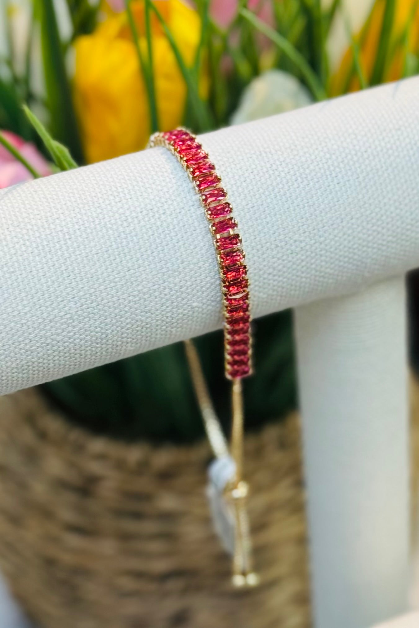 Birthstone Tennis Bracelet July Ruby Red Hot Pink