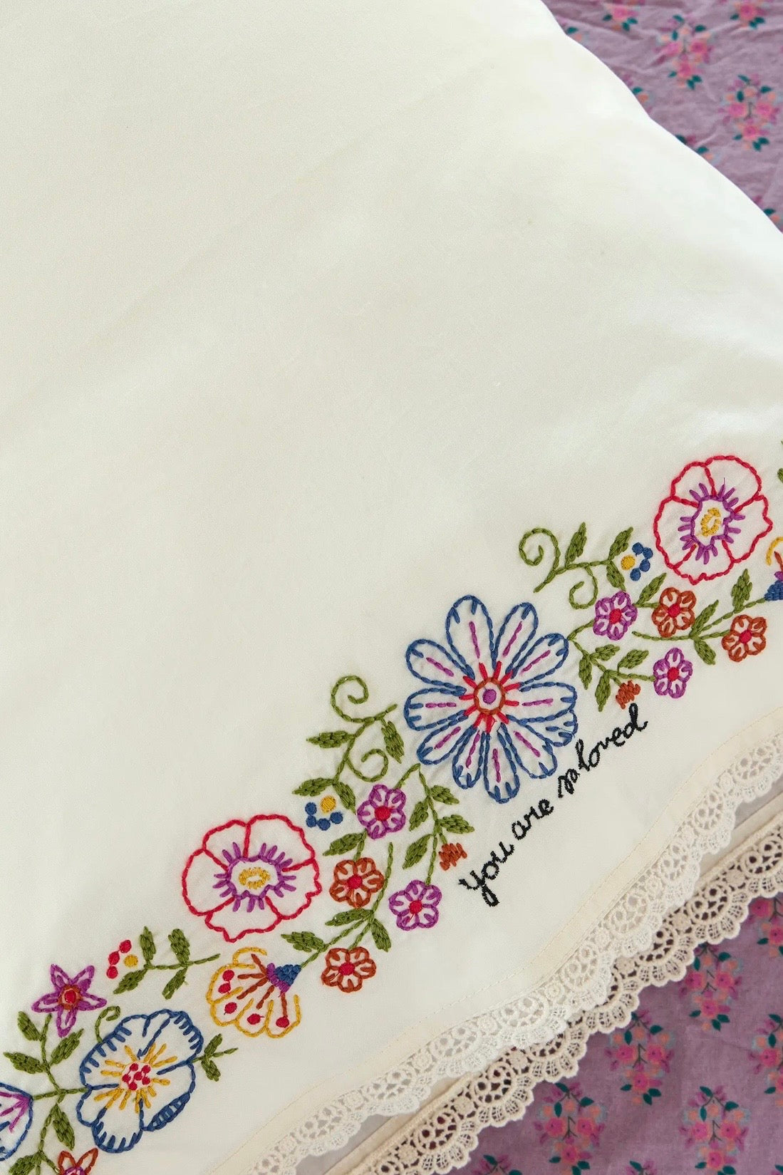 Natural Life Embroidered Cotton Giving Pillowcase- You Are So Loved