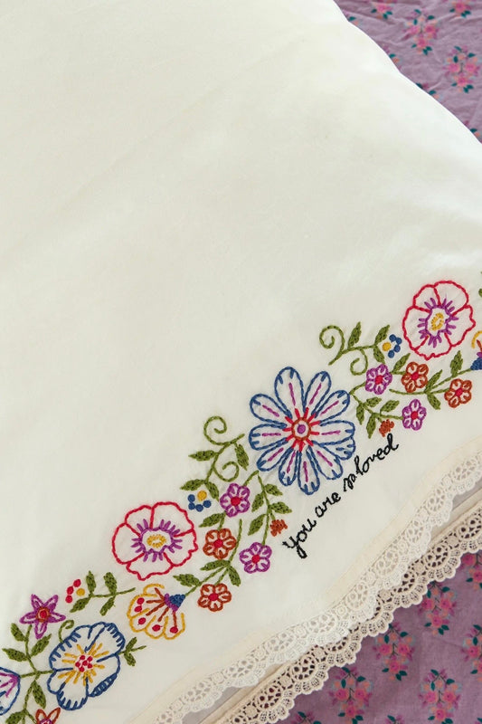 Natural Life Embroidered Cotton Giving Pillowcase- You Are So Loved
