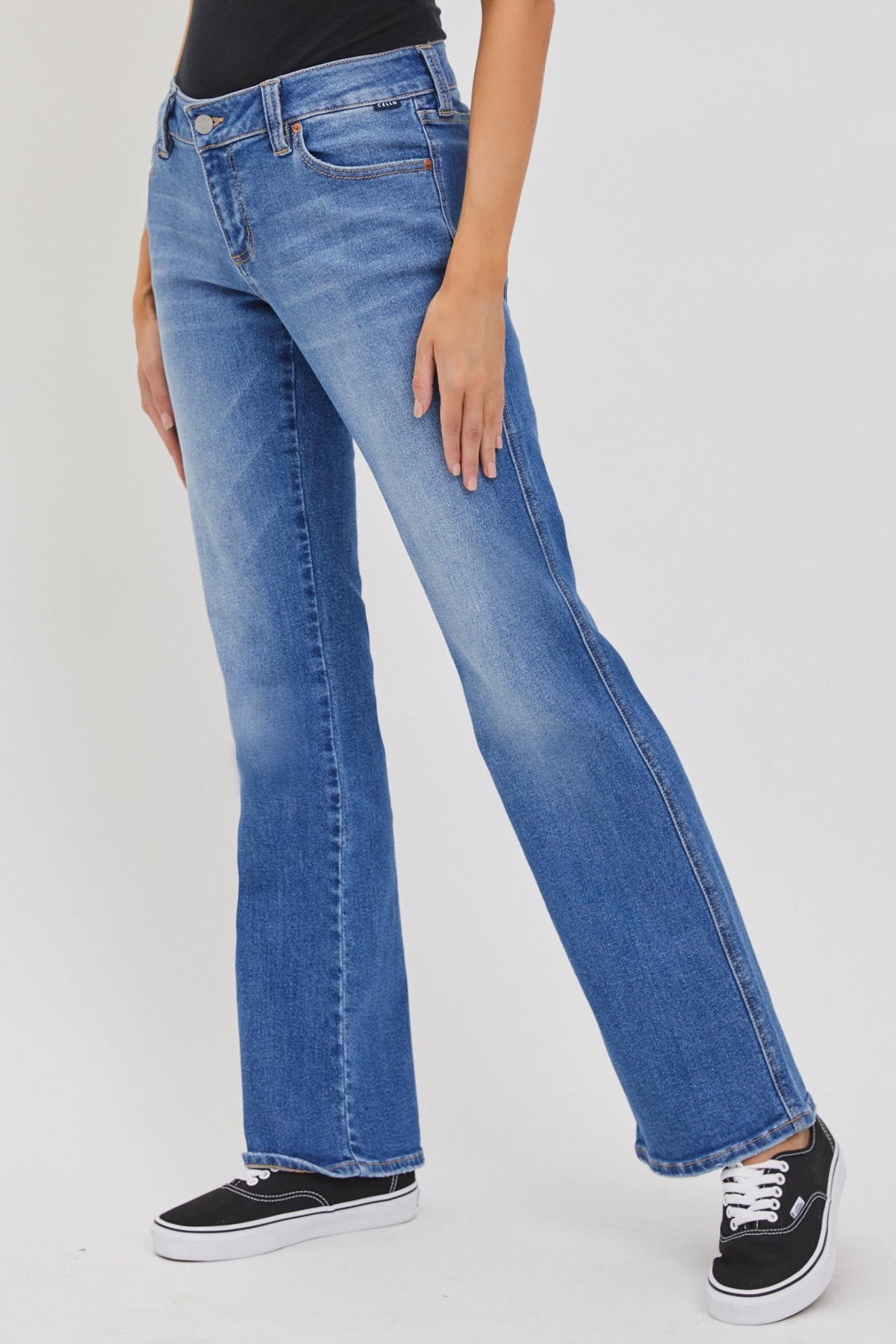 Cello AM39067M Low Rise Bootcut Jeans with Button Flap Back Pockets