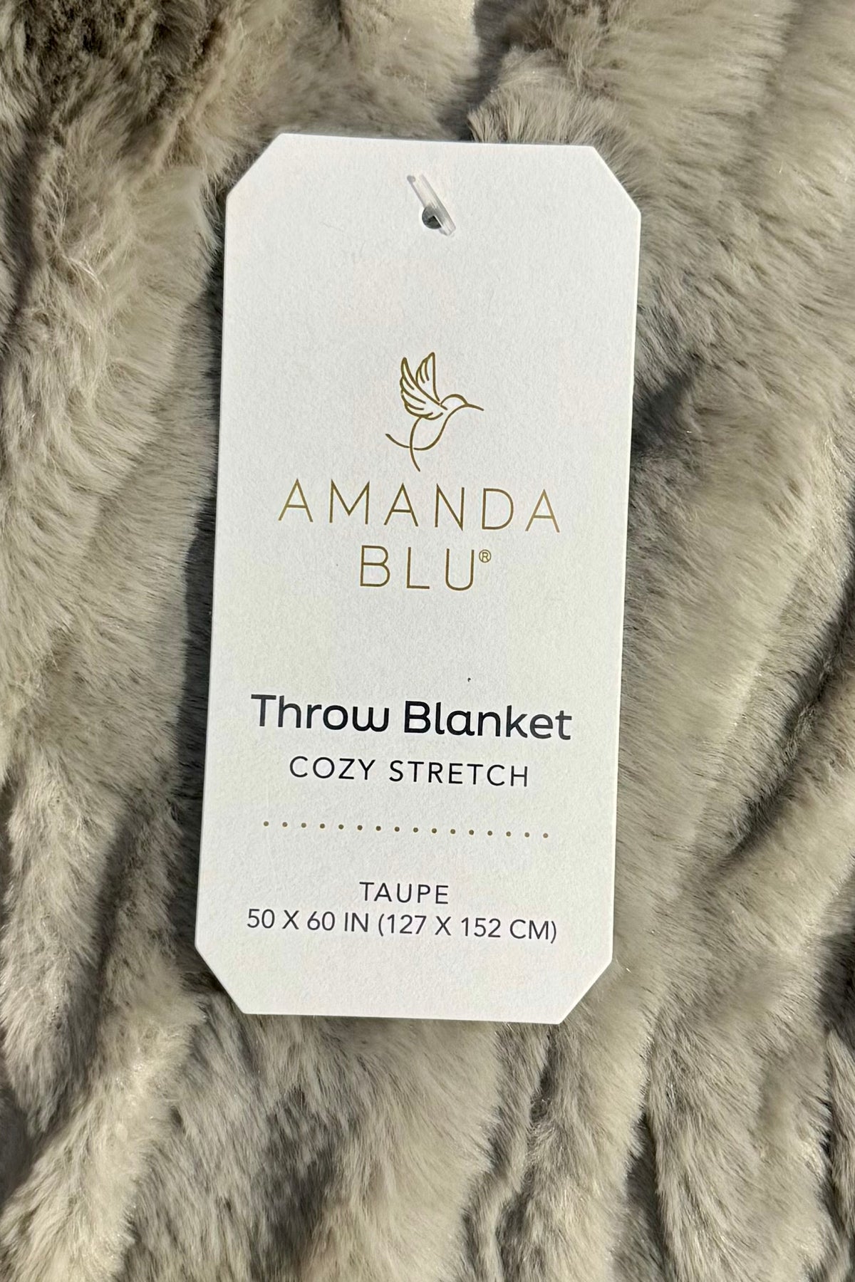 Amanda Blu Taupe Gathered Cozy Stretch Throw Blanket